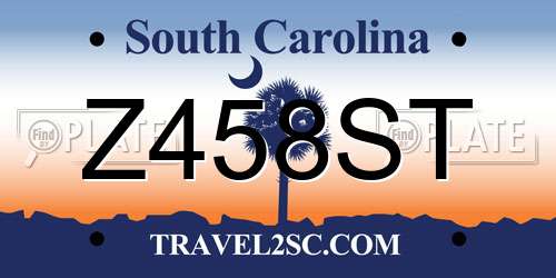 Z458ST South Carolina License Plate