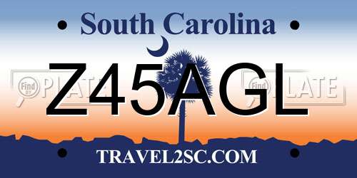 Z45AGL South Carolina License Plate