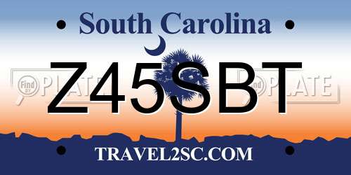 Z45SBT South Carolina License Plate