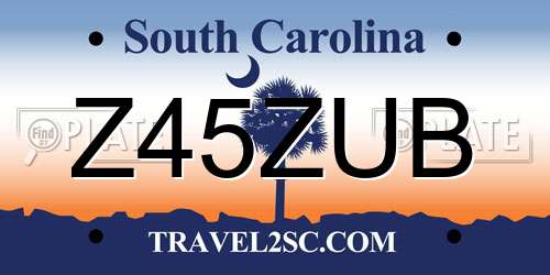 Z45ZUB South Carolina License Plate