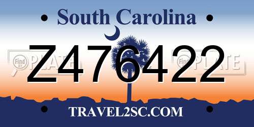 Z476422 South Carolina License Plate