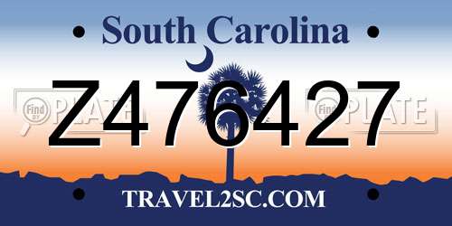 Z476427 South Carolina License Plate