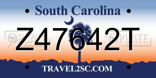 Z47642T South Carolina License Plate