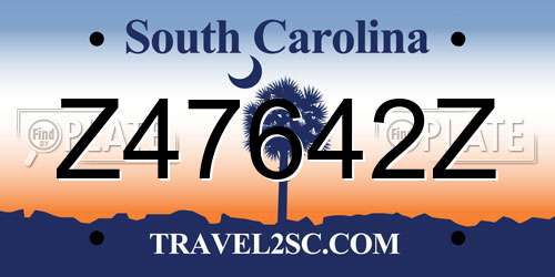 Z47642Z South Carolina License Plate