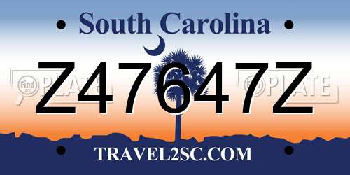 Z47647Z South Carolina License Plate
