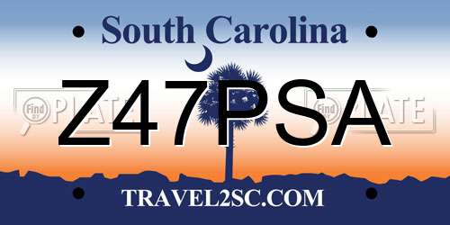 Z47PSA South Carolina License Plate