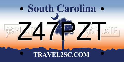 Z47PZT South Carolina License Plate