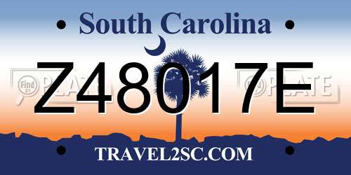 Z48017E South Carolina License Plate