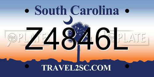 Z4846L South Carolina License Plate