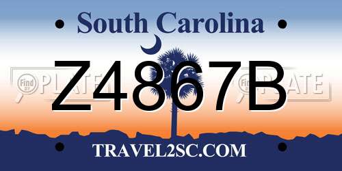 Z4867B South Carolina License Plate