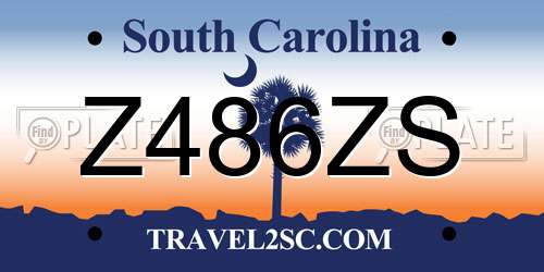 Z486ZS South Carolina License Plate