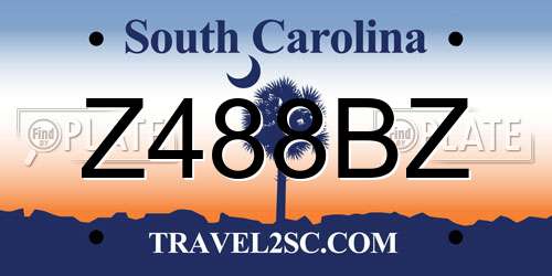 Z488BZ South Carolina License Plate