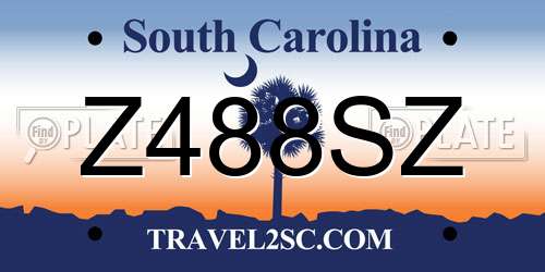 Z488SZ South Carolina License Plate