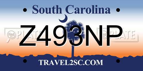Z493NP South Carolina License Plate
