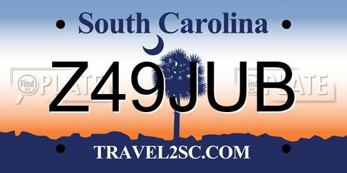 Z49JUB South Carolina License Plate