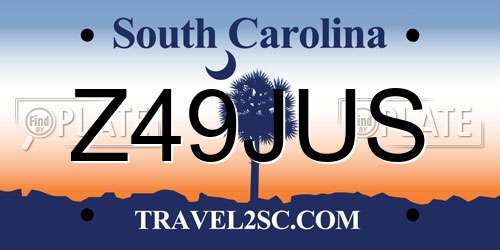 Z49JUS South Carolina License Plate