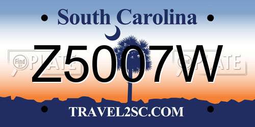 Z5007W South Carolina License Plate