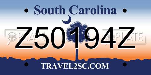 Z50194Z South Carolina License Plate