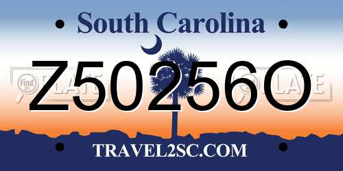 Z50256O South Carolina License Plate