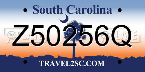 Z50256Q South Carolina License Plate