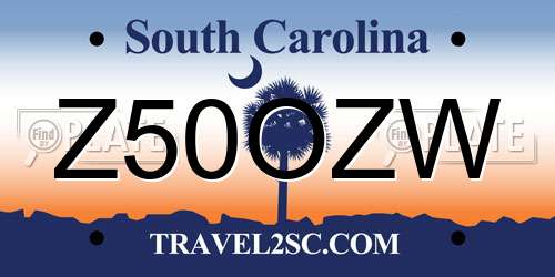 Z50OZW South Carolina License Plate
