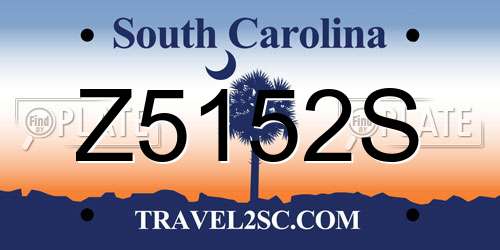 Z5152S South Carolina License Plate