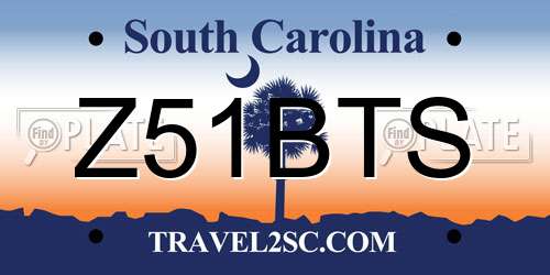 Z51BTS South Carolina License Plate