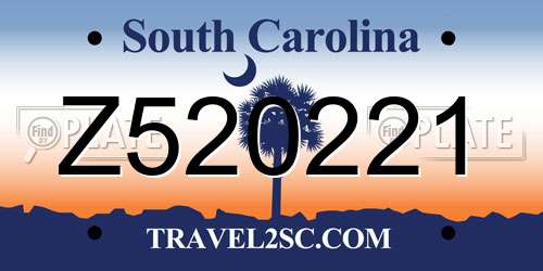 Z520221 South Carolina License Plate
