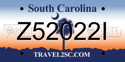 Z52022I South Carolina License Plate