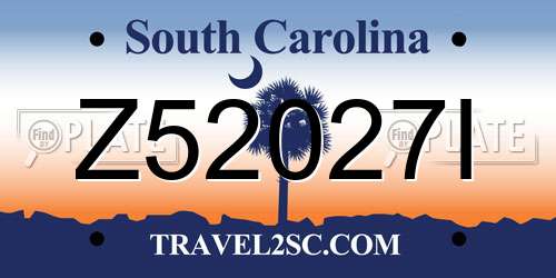 Z52027I South Carolina License Plate