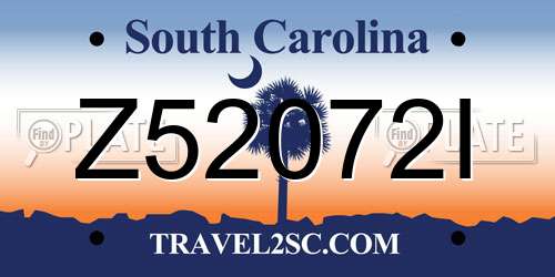 Z52072I South Carolina License Plate