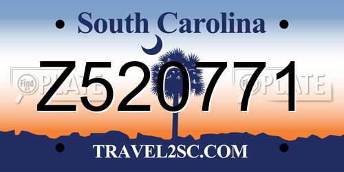 Z520771 South Carolina License Plate