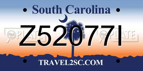 Z52077I South Carolina License Plate