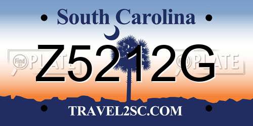 Z5212G South Carolina License Plate