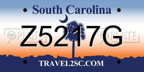 Z5217G South Carolina License Plate