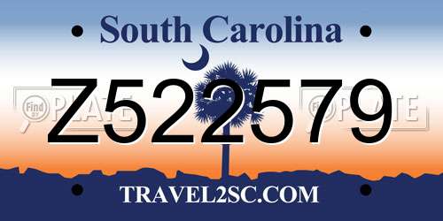 Z522579 South Carolina License Plate