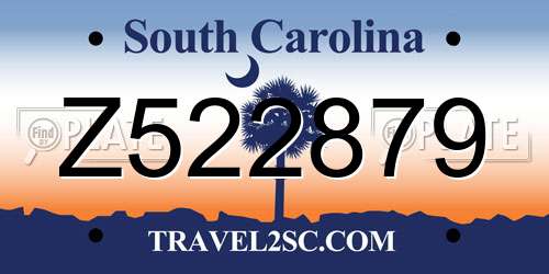 Z522879 South Carolina License Plate