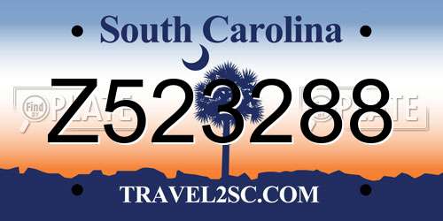 Z523288 South Carolina License Plate