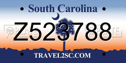 Z523788 South Carolina License Plate