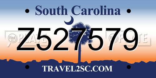 Z527579 South Carolina License Plate