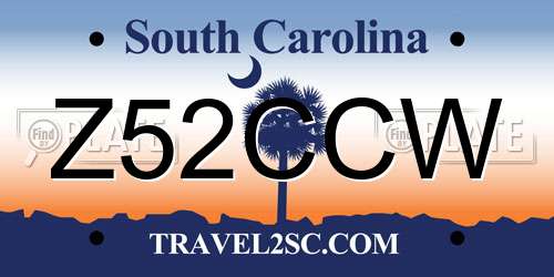 Z52CCW South Carolina License Plate
