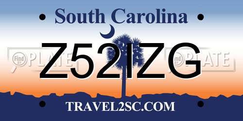 Z52IZG South Carolina License Plate
