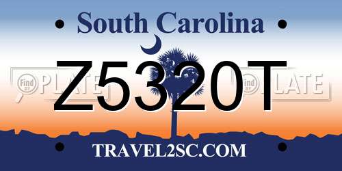 Z5320T South Carolina License Plate