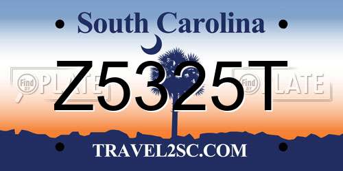 Z5325T South Carolina License Plate