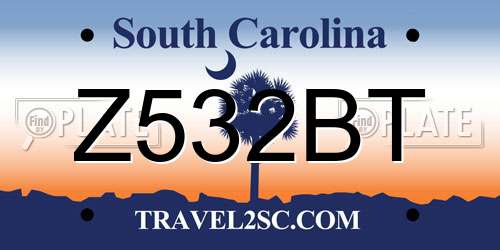 Z532BT South Carolina License Plate