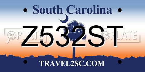 Z532ST South Carolina License Plate