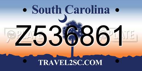 Z536861 South Carolina License Plate