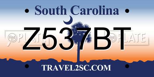 Z537BT South Carolina License Plate