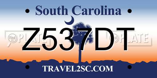 Z537DT South Carolina License Plate