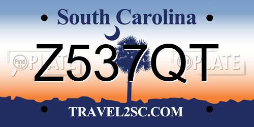 Z537QT South Carolina License Plate